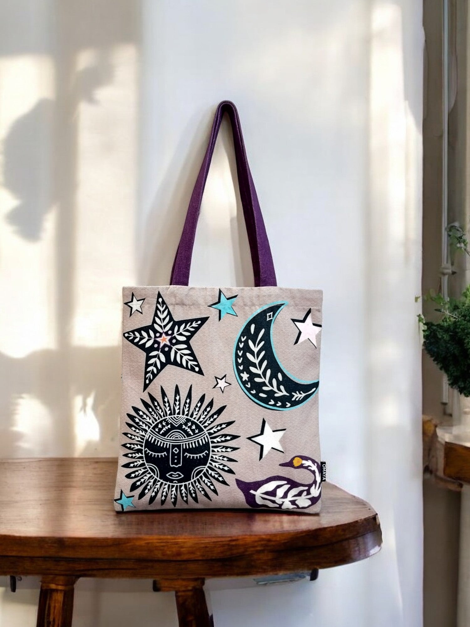 Omayahome Moon Star Canvas design Tote Bag 34X36 cm.