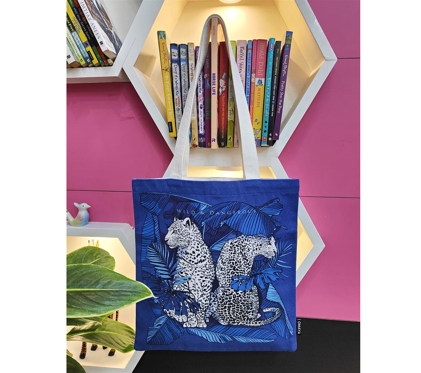 Blue Leopard  Canvas Tote bag 34×36 cm