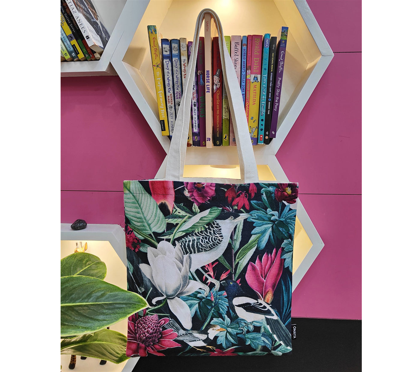 Printed Floral birds Cotton Canvas Tote Bag 34×36 Cms