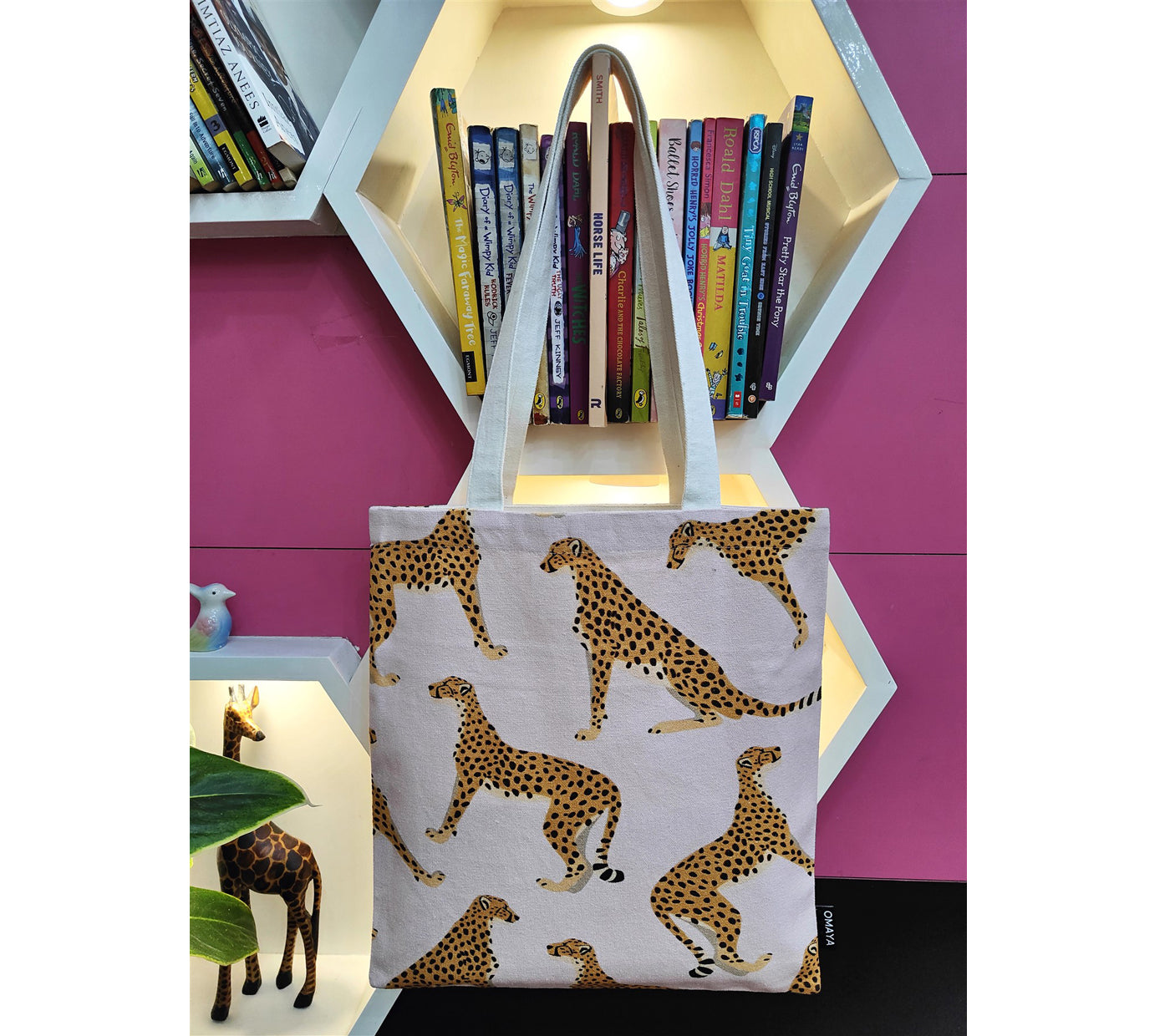 Leopard Print Canvas Tote Bag 34x36 cm.