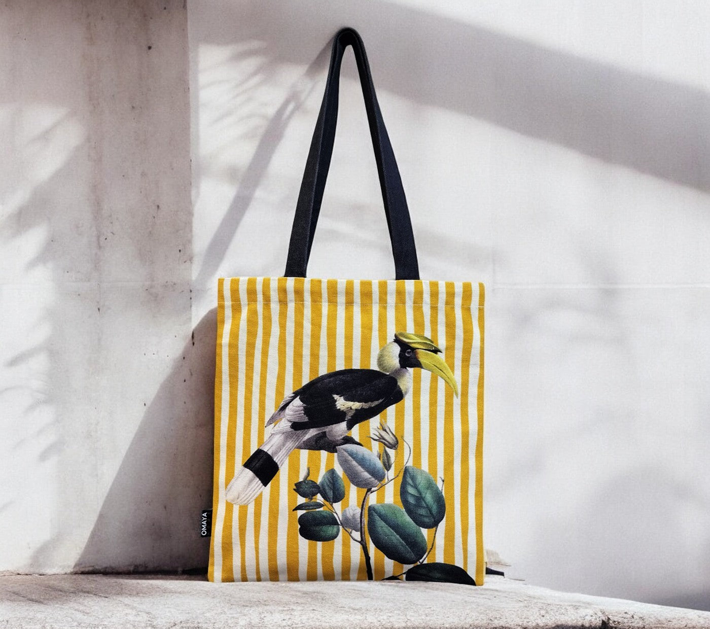 OMAYAhome Hornbill bird Canvas design Tote Bag 34X36 cm.