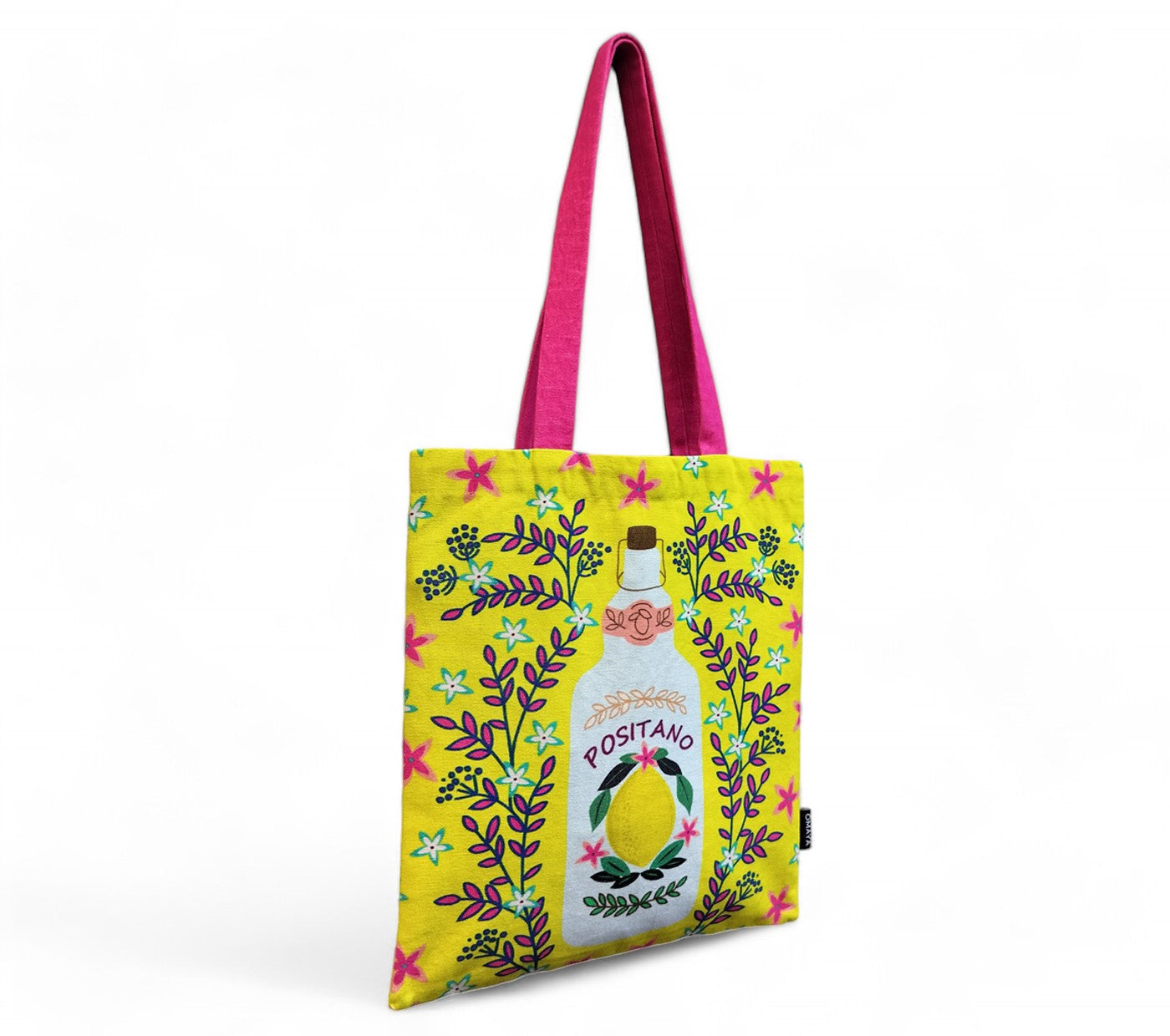 OMAYAhome Printed Positano Cotton Canvas Tote Bag 34x36 Cms