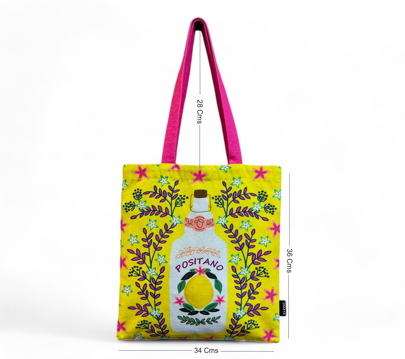 OMAYAhome Printed Positano Cotton Canvas Tote Bag 34x36 Cms