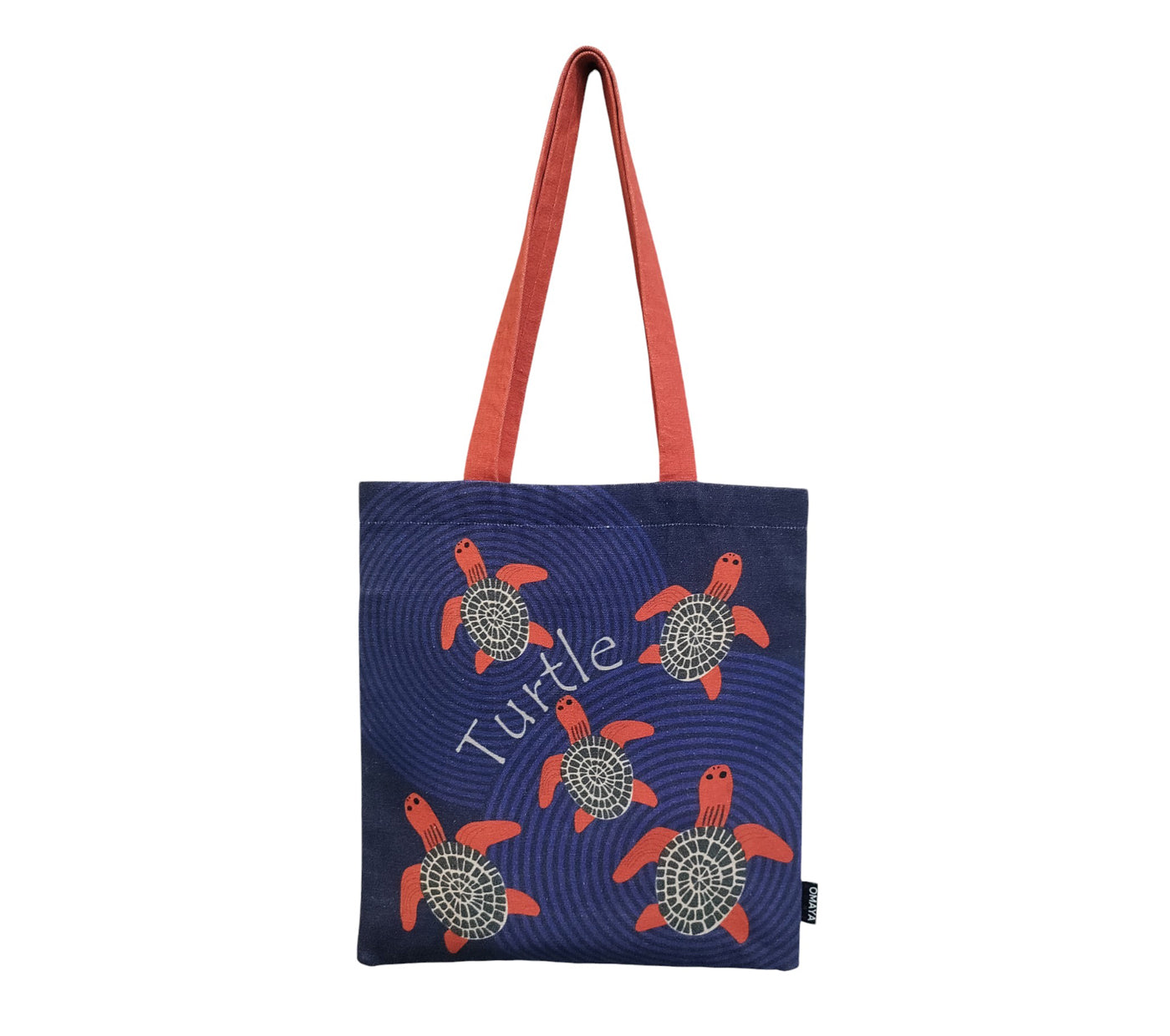 Omayahome Printed Baby Red Turtle Cotton Canvas Tote Bag 34x36 Cms