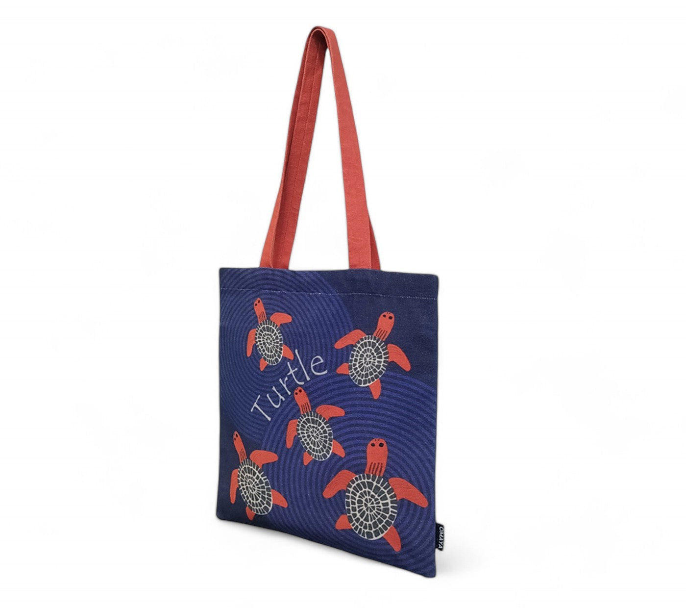 Omayahome Printed Baby Red Turtle Cotton Canvas Tote Bag 34x36 Cms