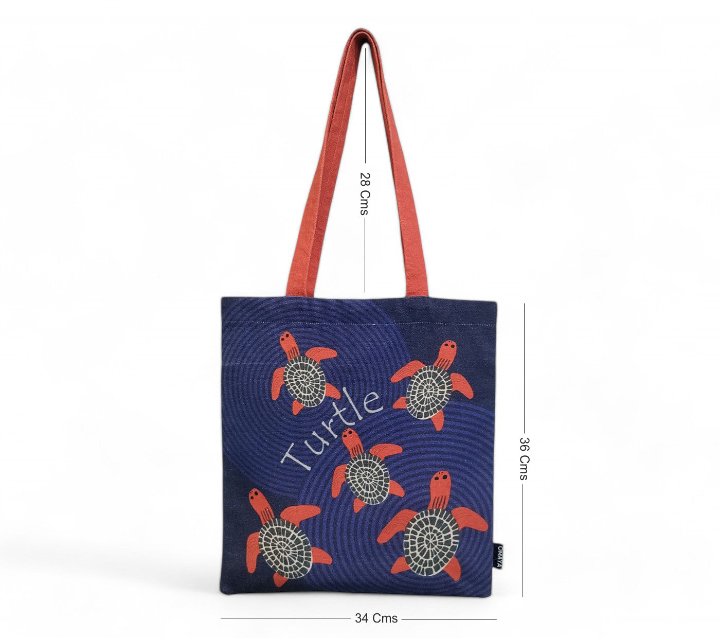 Omayahome Printed Baby Red Turtle Cotton Canvas Tote Bag 34x36 Cms