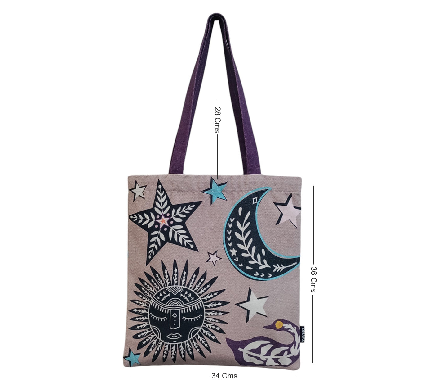 Omayahome Moon Star Canvas design Tote Bag 34X36 cm.