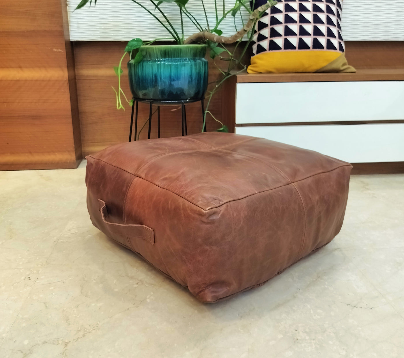 Vintage Leather Pouffe