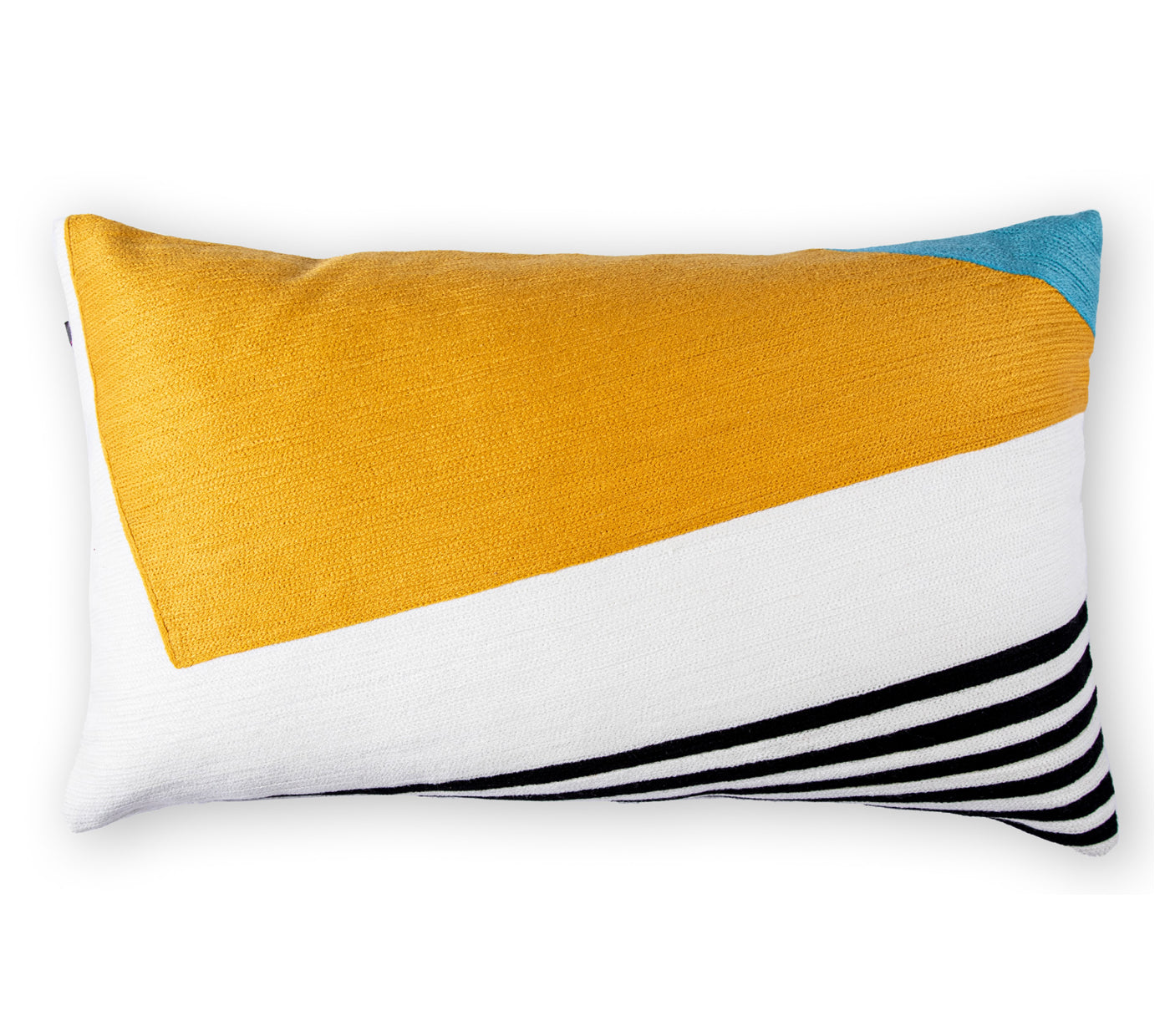 Geo Diagonal Stripes Embroidered Cushion Cover Size 30X50Cms