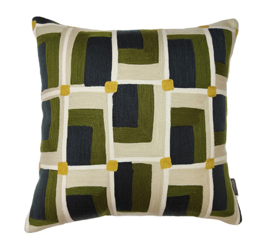 Overlapped Rectangles Embroidered Cushion Size 50X50Cms