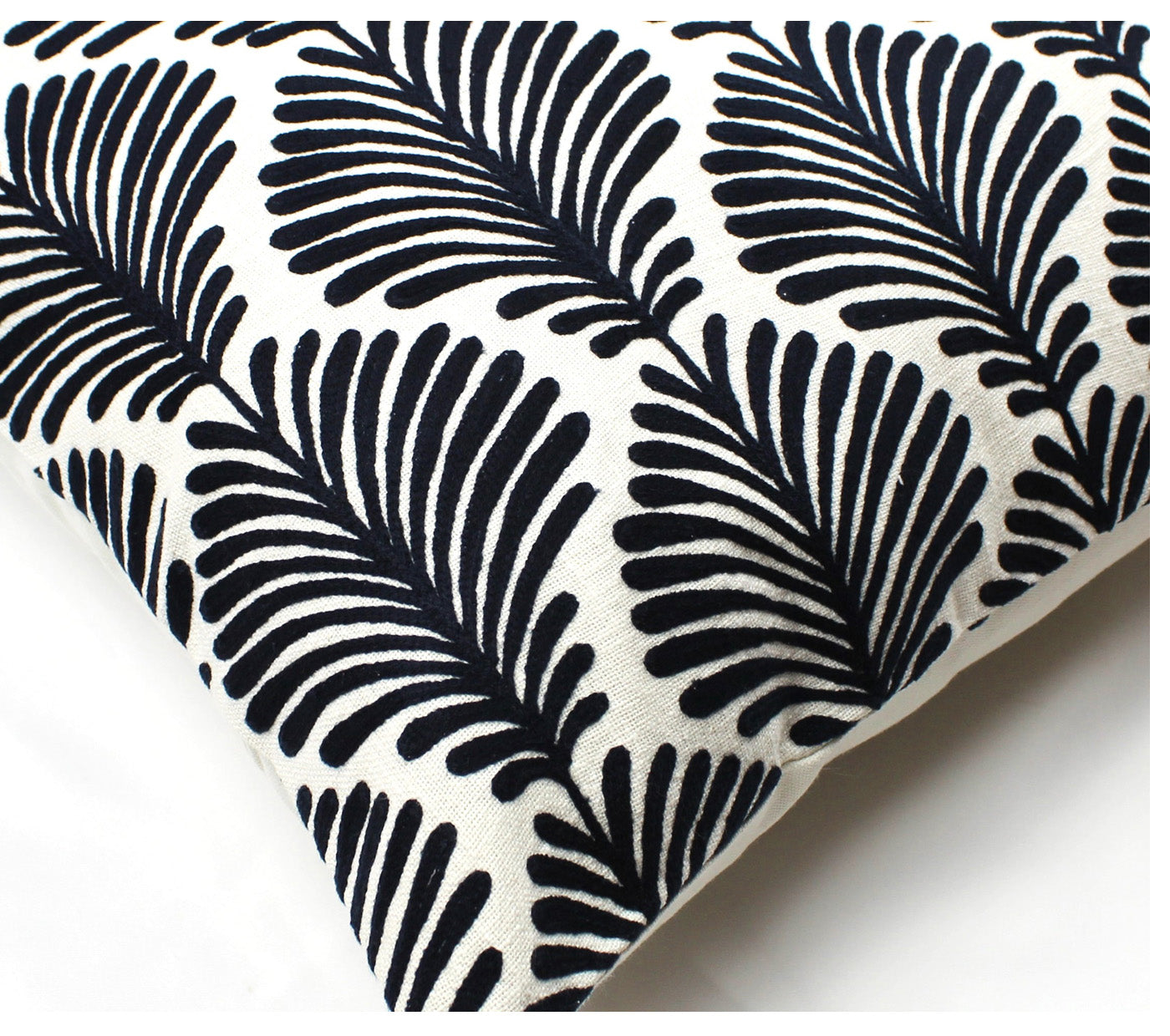 Blue Ferns Embroidered Cushion Cover Size 50X50Cms