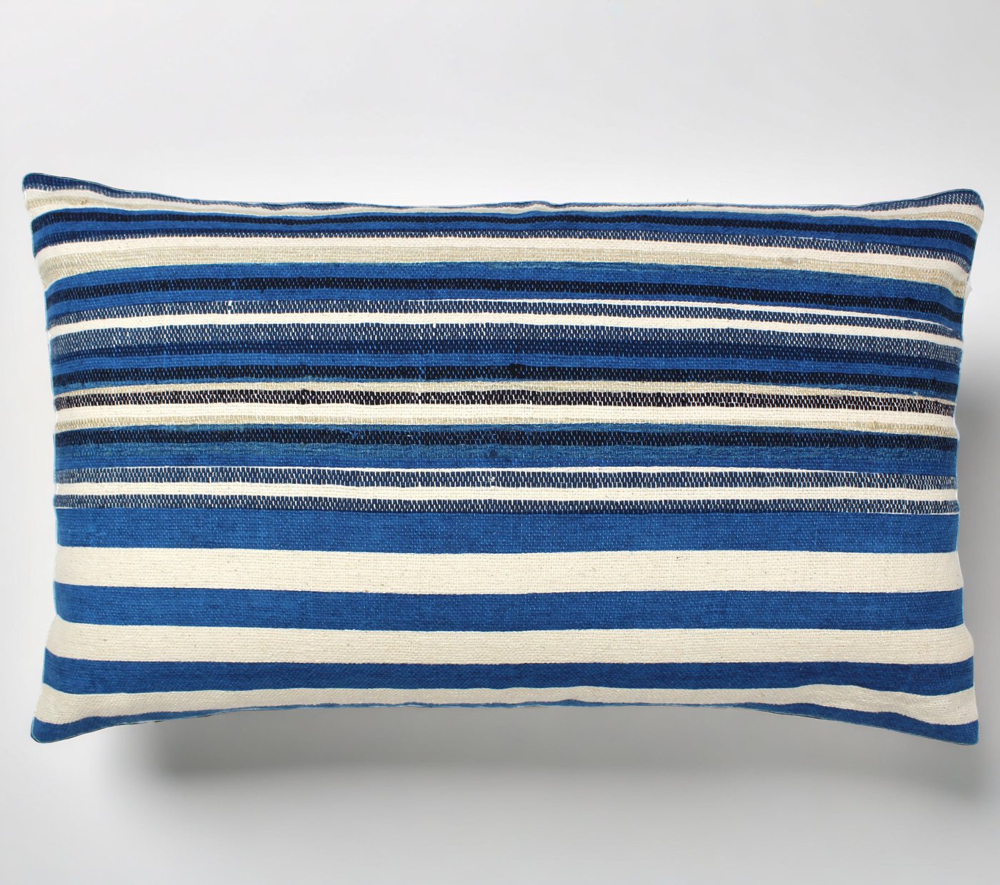 Handloom Woven Blue Striped Cushion Cover Size 30X50Cms