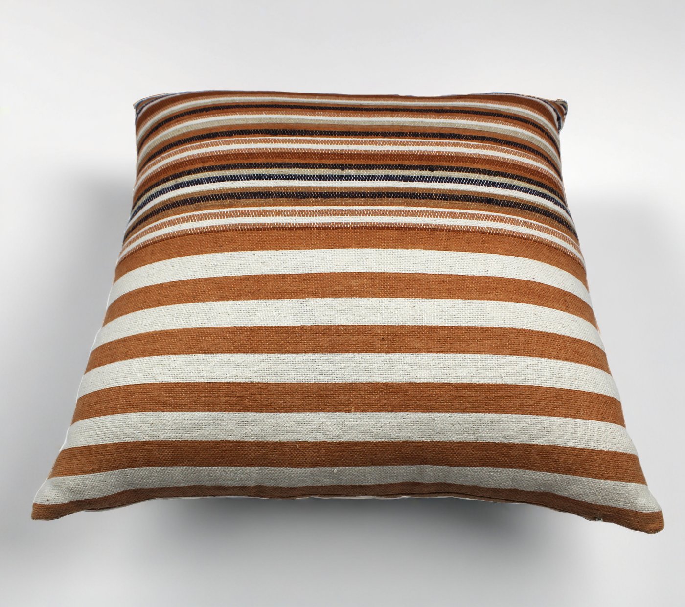 Handloom Woven Rust Striped Cushion Cover Size 45X45Cms