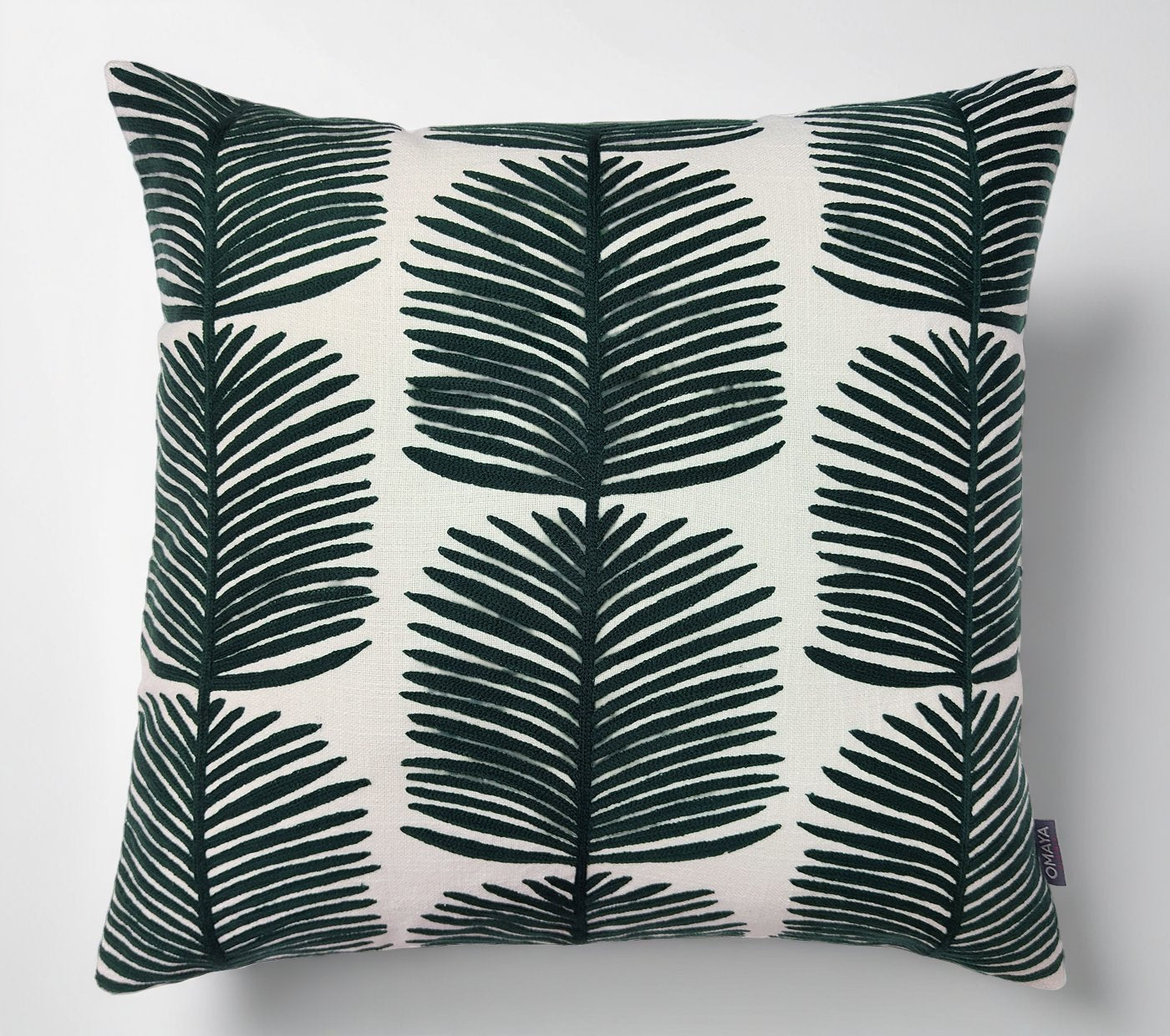 Embroidered Leaves Cotton Cushion Cover Size 50X50Cms